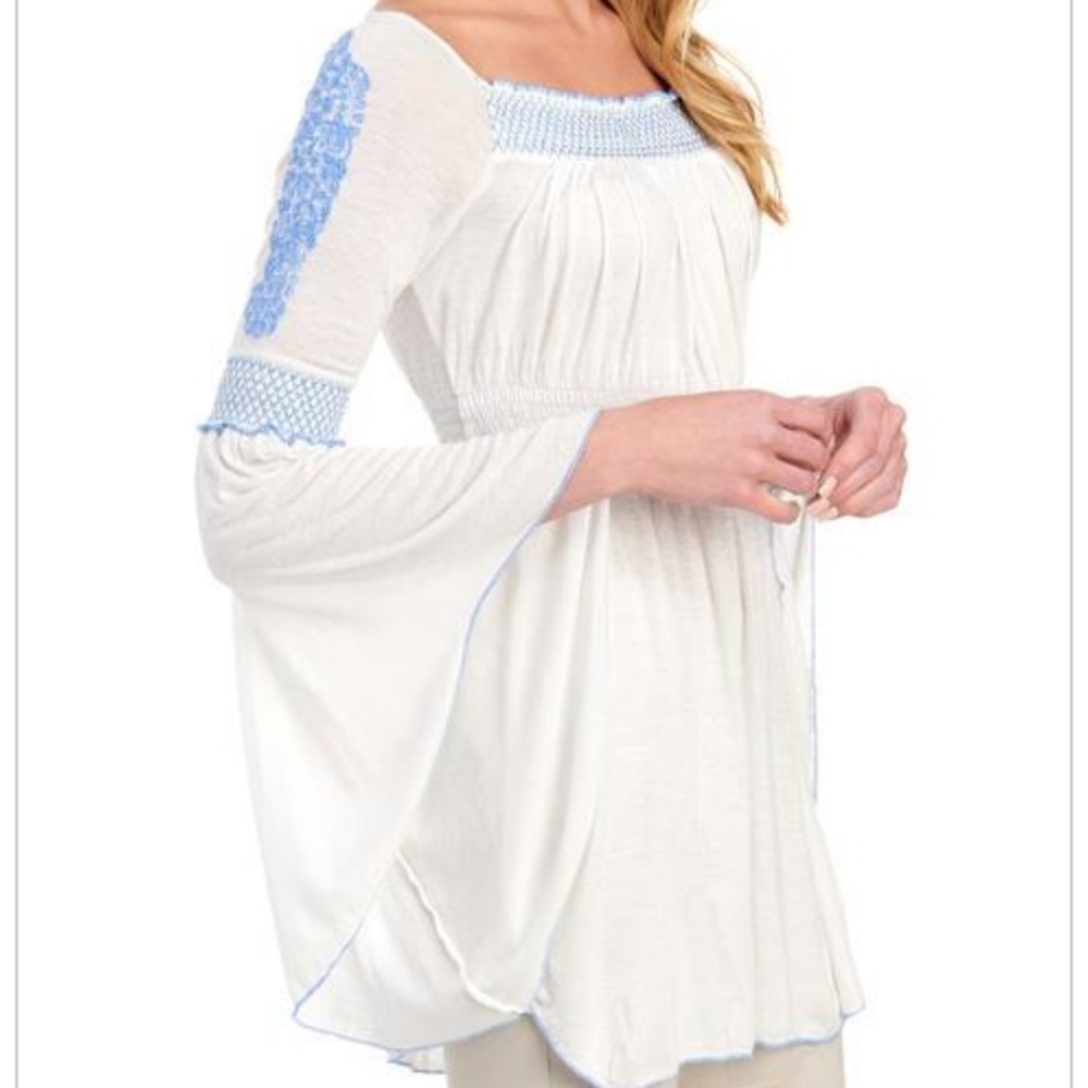 NWT Free People Embroidered Bell Sleeve Tunic M